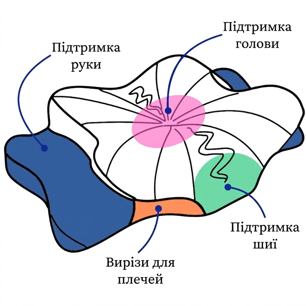 Схема зон подушки Метелик